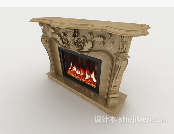 欧式风格家庭壁炉3d模型下载