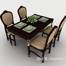 欧式四人家居餐桌3d模型下载