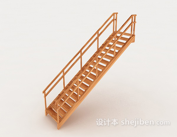 室内实木楼梯3d模型下载