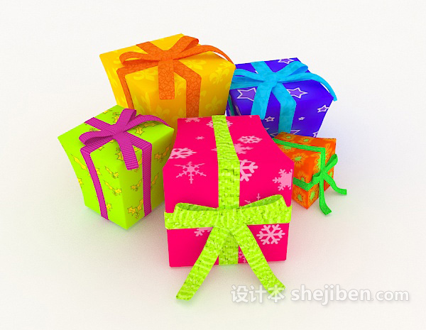 多彩礼物盒3d模型下载