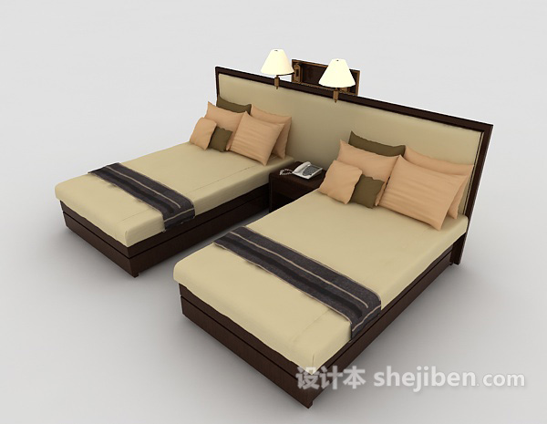 设计本酒店宾馆单人床3d模型下载
