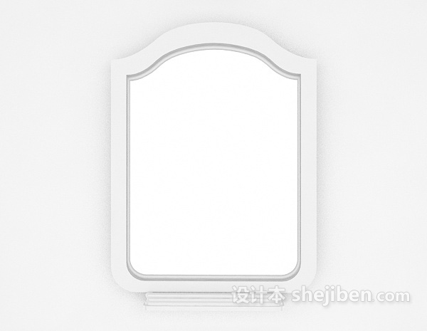 白色椭圆镜子3d模型下载