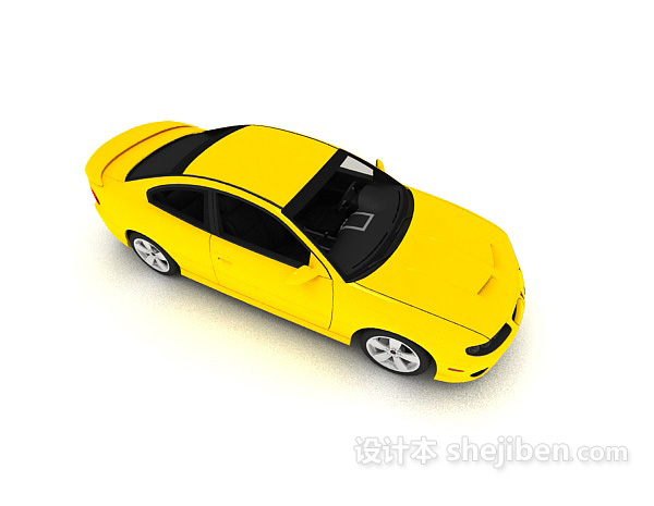 免费黄色小轿车3d模型下载