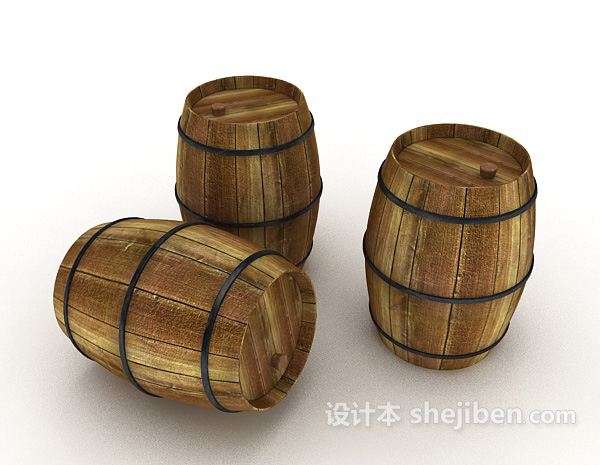 酿酒实木酒桶3d模型下载