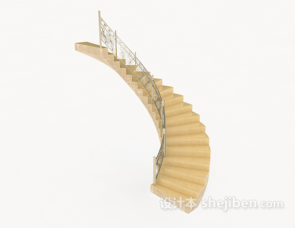 黄色实木楼梯3d模型下载