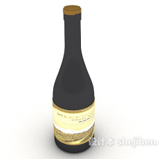 玻璃红酒瓶3d模型下载