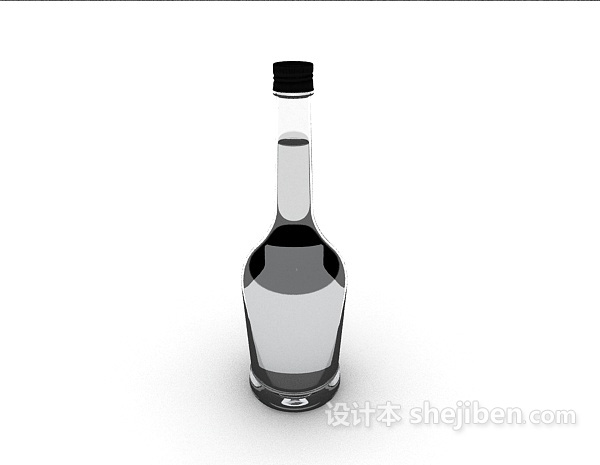 空玻璃酒瓶3d模型下载