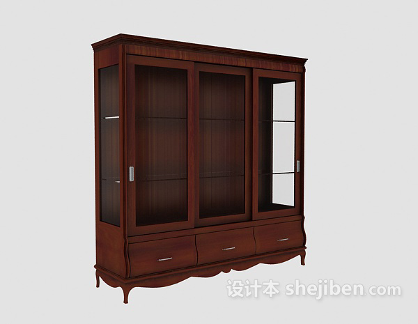 欧式风格棕色欧式衣柜3d模型下载
