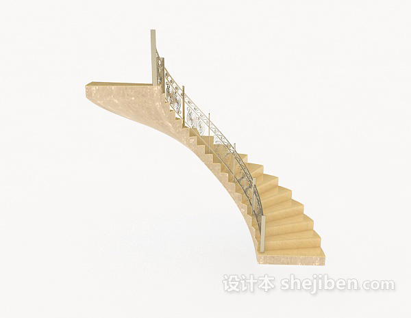 免费黄色实木楼梯3d模型下载