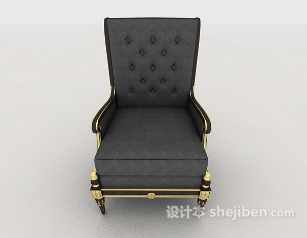 欧式风格欧式灰色高背单人沙发3d模型下载