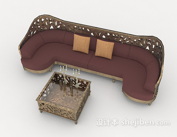 居家简约欧式沙发3d模型下载