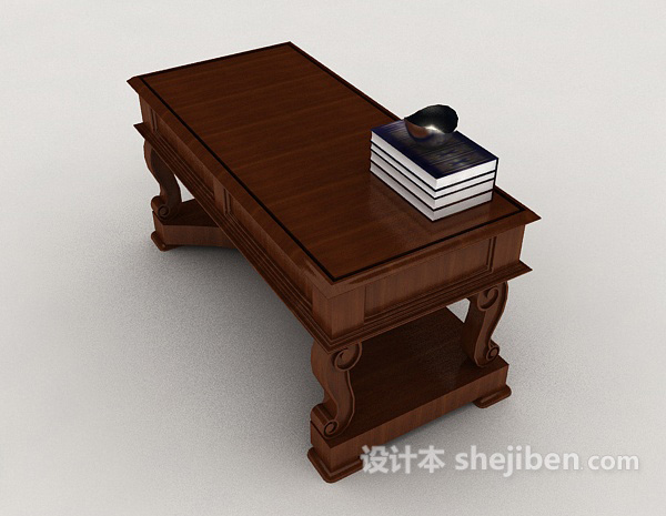 欧式高档实木书桌3d模型下载