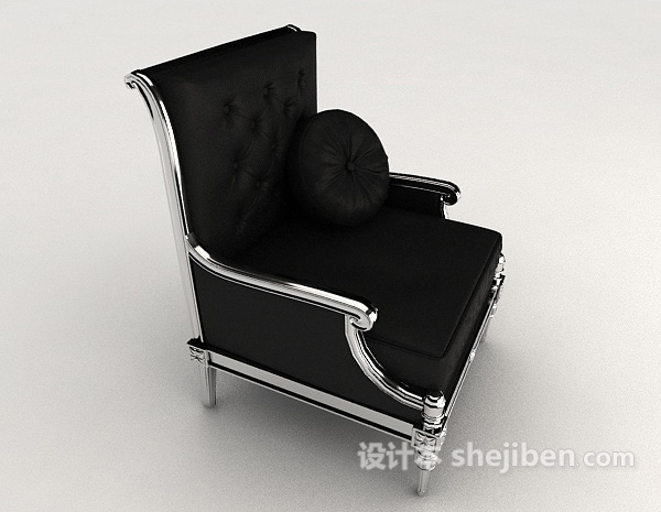 设计本高档黑色单人沙发3d模型下载