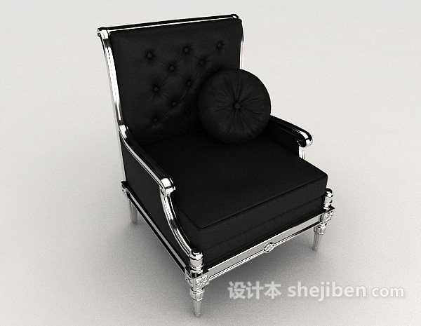 免费高档黑色单人沙发3d模型下载