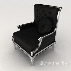 高档黑色单人沙发3d模型下载