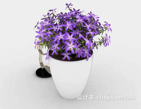 免费紫色小盆栽3d模型下载