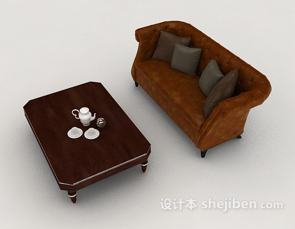设计本新古典风格多人沙发3d模型下载