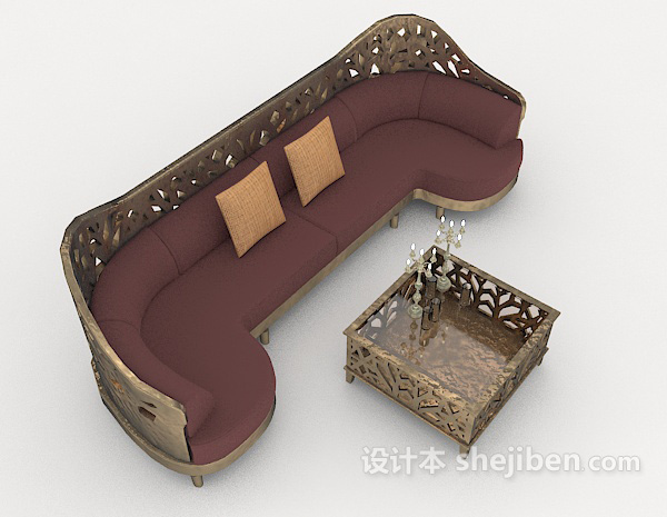免费居家简约欧式沙发3d模型下载