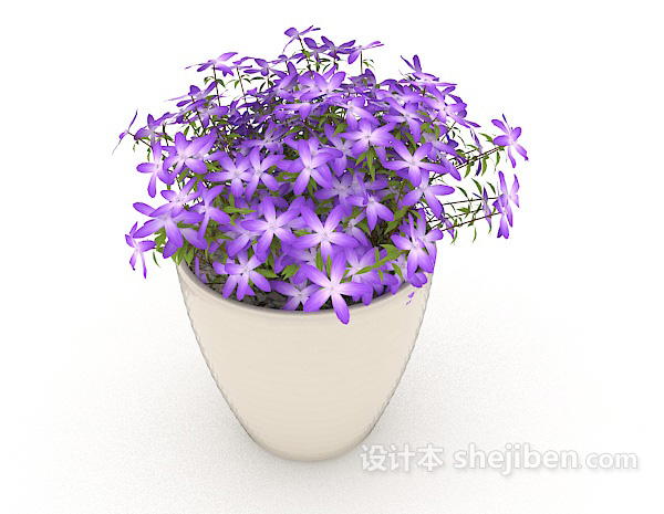 设计本紫色小花盆栽3d模型下载