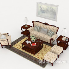 欧式传统组合沙发3d模型下载