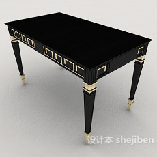 黑色欧式餐桌3d模型下载