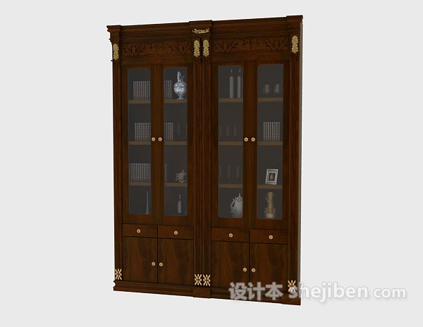 欧式风格欧式风格古典书柜3d模型下载