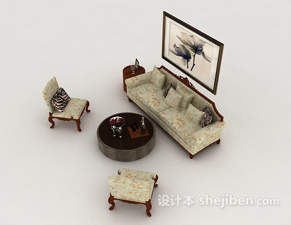 设计本传统欧式家居组合沙发3d模型下载