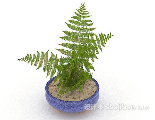 现代风格室内绿色小盆栽3d模型下载