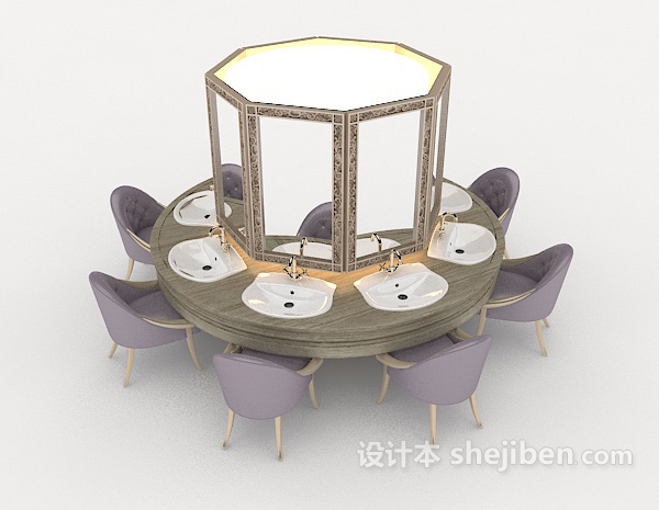 免费美容院化妆桌椅3d模型下载