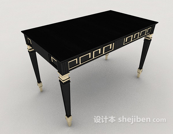 免费黑色欧式餐桌3d模型下载
