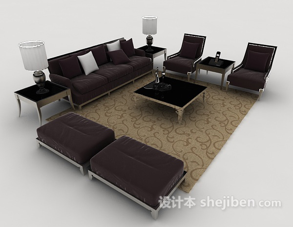 免费新古典风格组合沙发3d模型下载