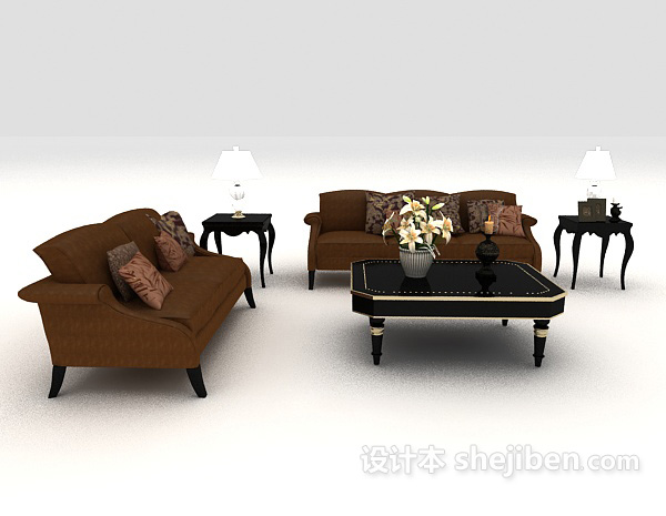 欧式风格精致欧式组合沙发3d模型下载