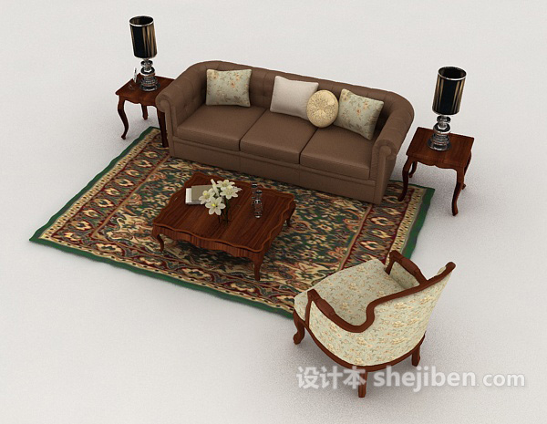免费欧式风格组合沙发3d模型下载