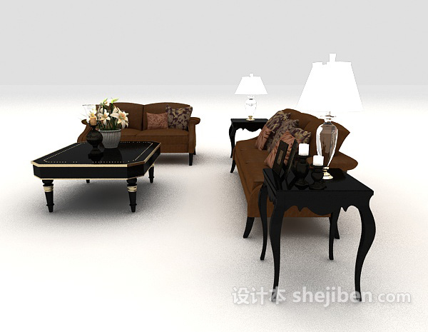 设计本精致欧式组合沙发3d模型下载