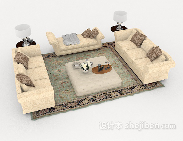 其它简约新古典组合沙发3d模型下载