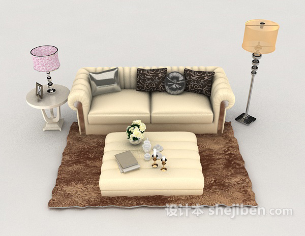 现代风格现代清新双人沙发3d模型下载