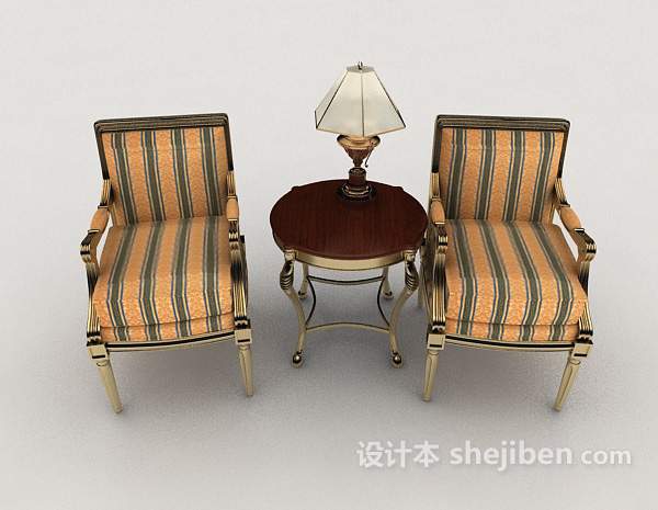 欧式风格欧式条纹家居椅3d模型下载
