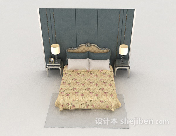 欧式风格清新欧式家居床3d模型下载
