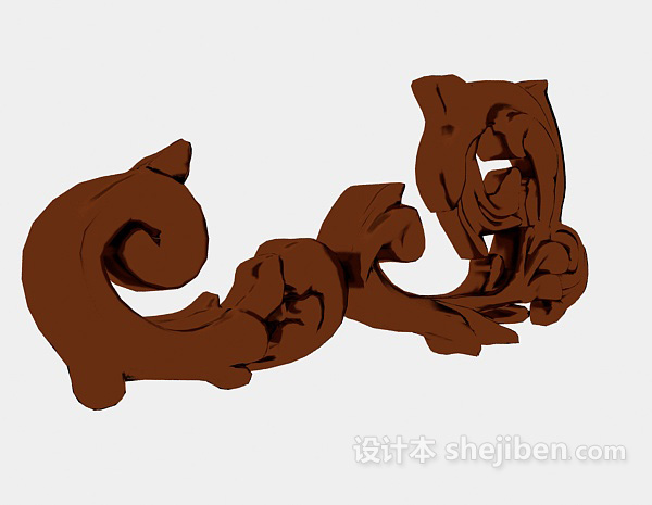 免费欧式棕色雕花装饰3d模型下载