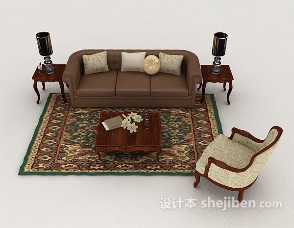 欧式风格欧式风格组合沙发3d模型下载