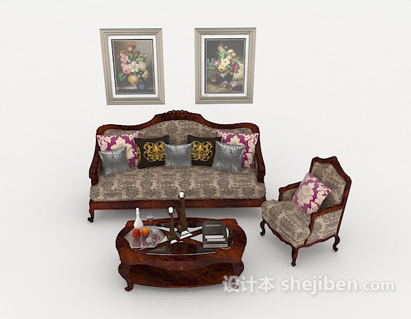 欧式风格欧式风格家居组合沙发3d模型下载
