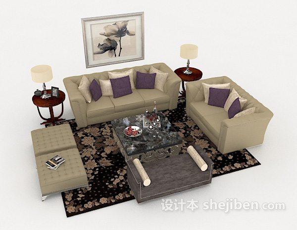 现代居家组合沙发3d模型下载