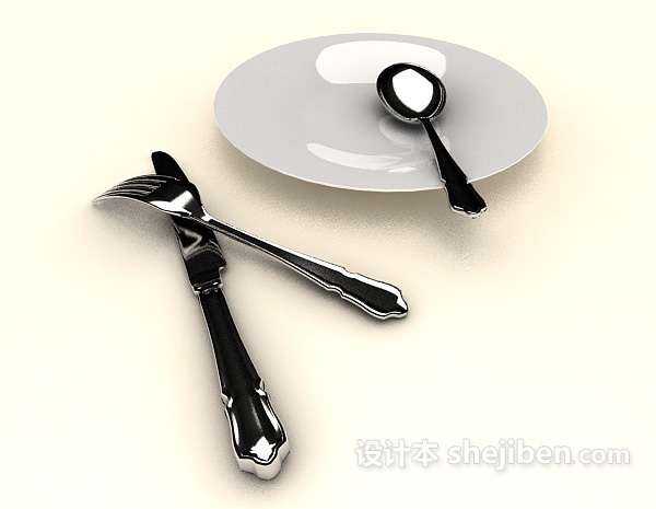 现代风格餐具碟勺3d模型下载