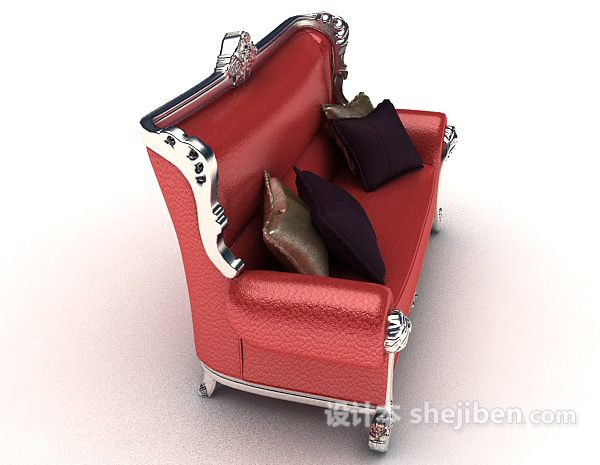 设计本红色高档沙发3d模型下载