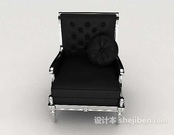 欧式风格高档黑色单人沙发3d模型下载
