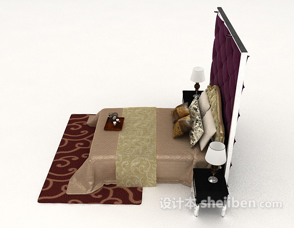 设计本简欧风格家居床具3d模型下载