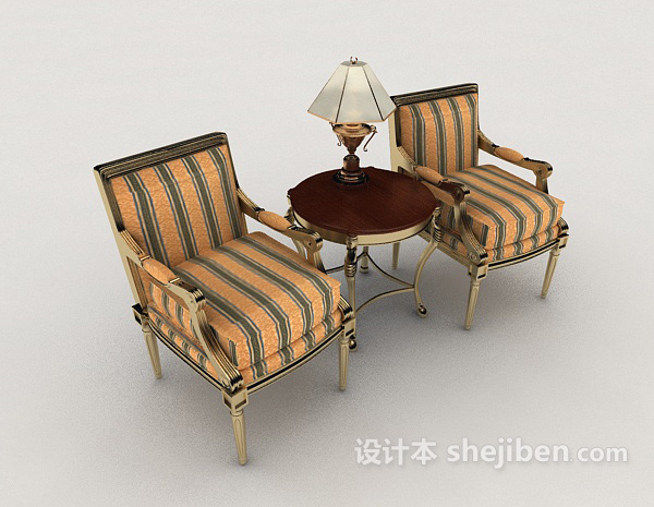 欧式条纹家居椅3d模型下载