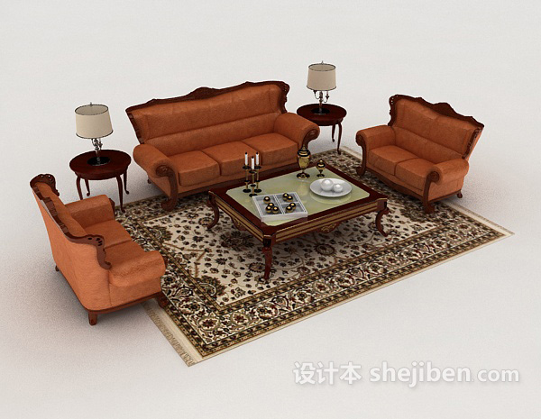 漂亮组合沙发3d模型下载