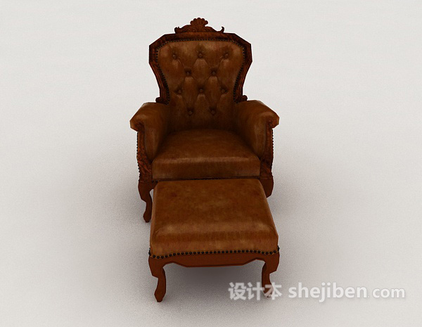 欧式风格欧式棕色高档单人沙发3d模型下载