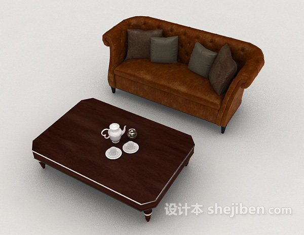 免费新古典风格多人沙发3d模型下载